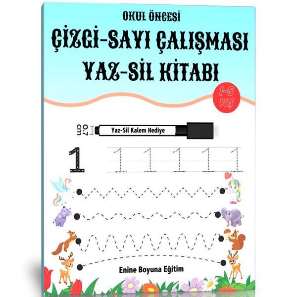 Okul Öncesi Çizgi-Sayı Çalışması Yaz-Sil Kitabı - Enine Boyuna Eğitim - Enine Boyuna Eğitim - Image 1