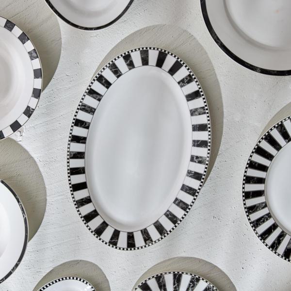 Karaca Damalı Büyük Kayık Tabak 35 cm - Image 1