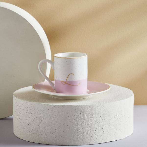 Karaca L Harfli Tek Kişilik Porselen Kahve Fincanı 100 ml - Image 1