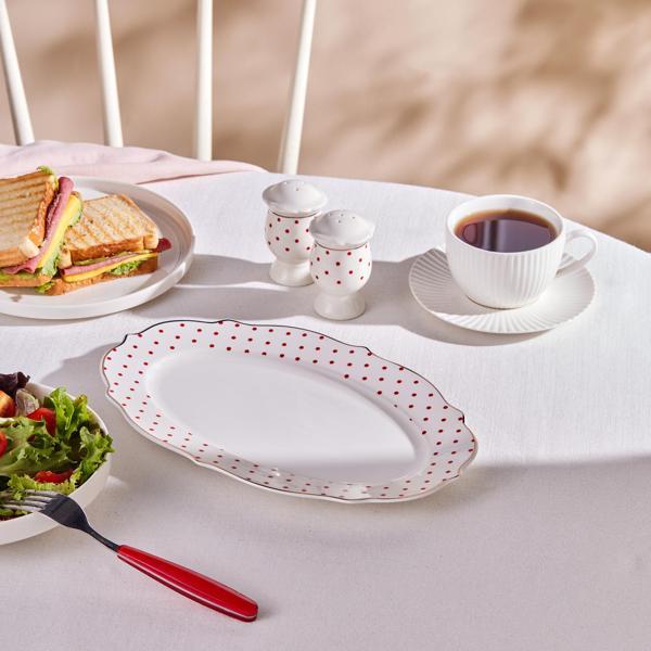 Karaca New Romantic İnce Çizgili Kayık Tabak 36 Cm Kırmızı - Image 1