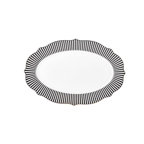 Karaca New Romantic İnce Çizgili Kayık Tabak 36 cm Siyah - Image 1