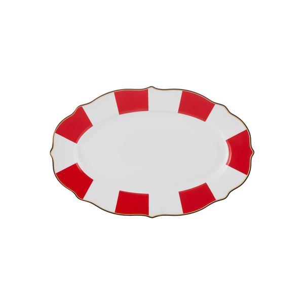 Karaca New Romantic Kalın Çizgili Kayık Tabak 20 cm Kırmızı - Image 1