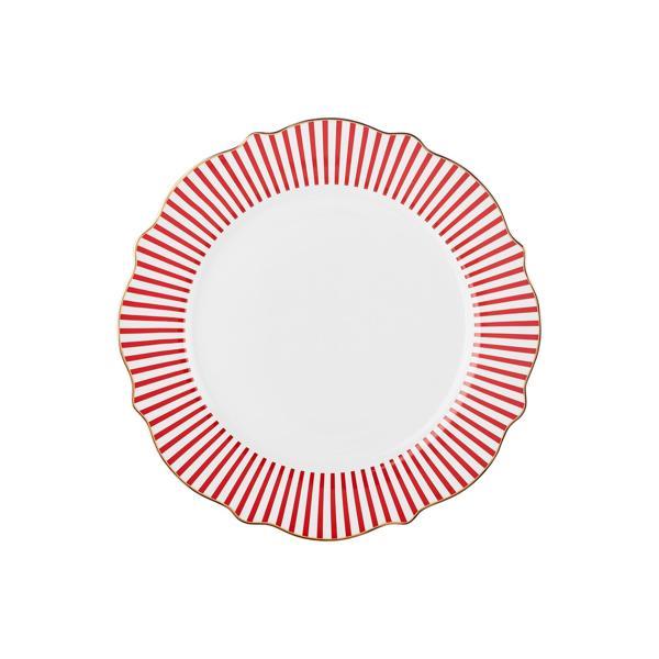 Karaca New Romantic İnce Çizgili Pasta Tabağı 21 cm Kırmızı - Image 1