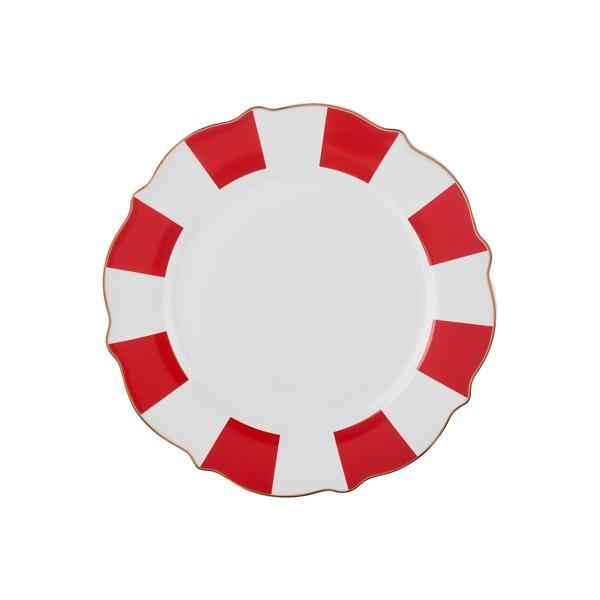 Karaca New Romantic Kalın Çizgili Pasta Tabağı 21 cm Kırmızı - Image 1