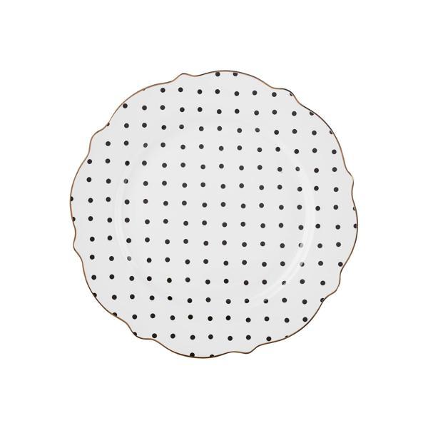 Karaca New Romantic Puantiyeli Pasta Tabağı 21 cm Siyah - Image 1