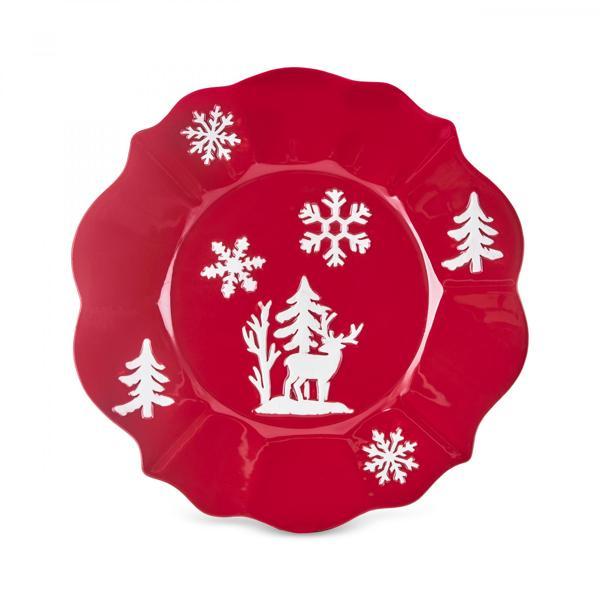 Karaca New Year Yılbaşı Snowy Pasta Tabağı 24 Cm Kırmızı - Image 1