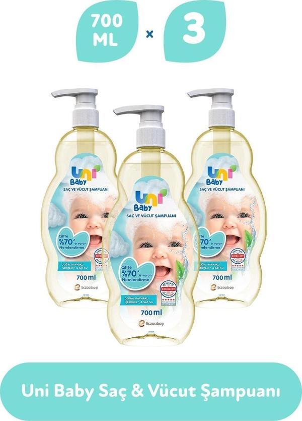 Uni Baby Saç ve Vücut Şampuanı 700 ml 3 Adet - Image 1