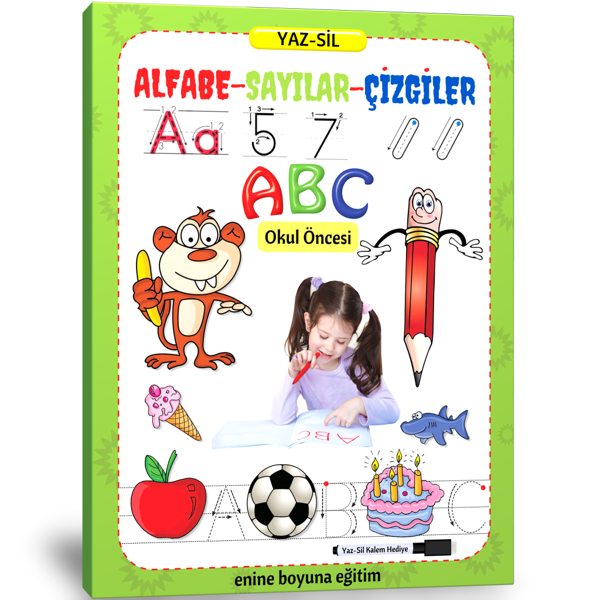 Süper Yaz Sil Kitabı (Alfabe-Sayılar-Çizgiler) - Enine Boyuna Eğitim - Enine Boyuna Eğitim - Image 1