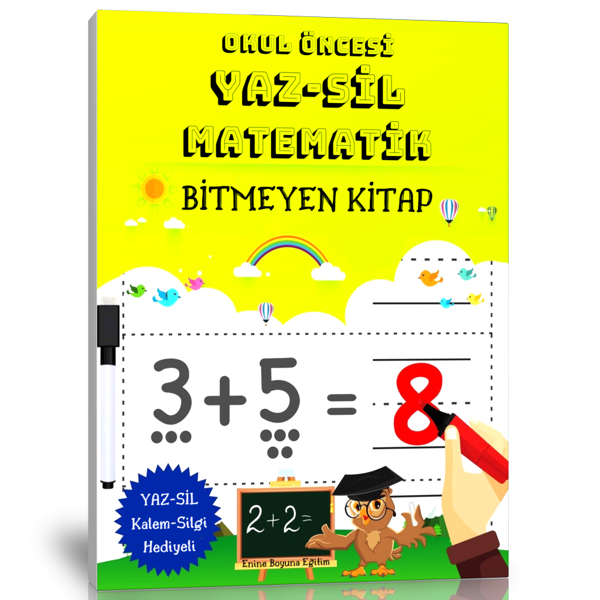 Yaz Sil Okul Öncesi Haydi Matematik Öğrenelim Kitabı - Enine Boyuna Eğitim - Enine Boyuna Eğitim - Image 1