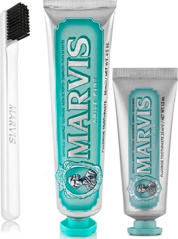 Marvis Anise Mint Anasonlu Diş Macunu 85 Ml  + 25 Ml + Yumuşak Diş Fırçası 3 Lü Bakım Seti - Image 1
