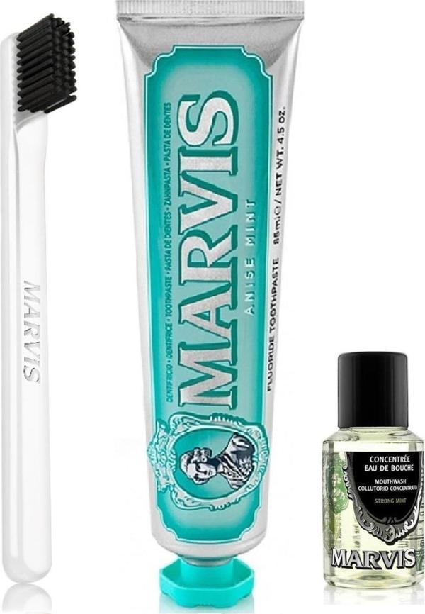Marvis Anise Mint Anasonlu Diş Macunu 85 Ml + Yumuşak Diş Fırçası + Ağız Gargarası 30 Ml 3 Lü Bakım Seti - Image 1
