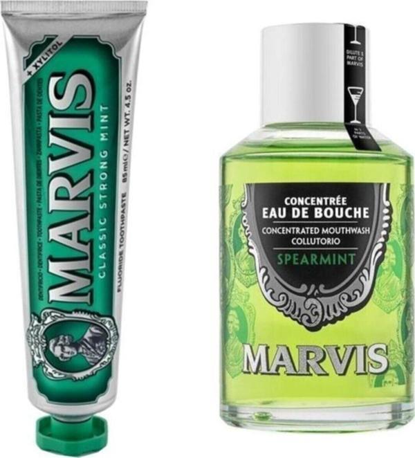 Marvis Classic Strong Mint Yoğun Naneli Diş Macunu 85 Ml + Gargara 120 Ml 2 Li Bakım Seti - Image 1