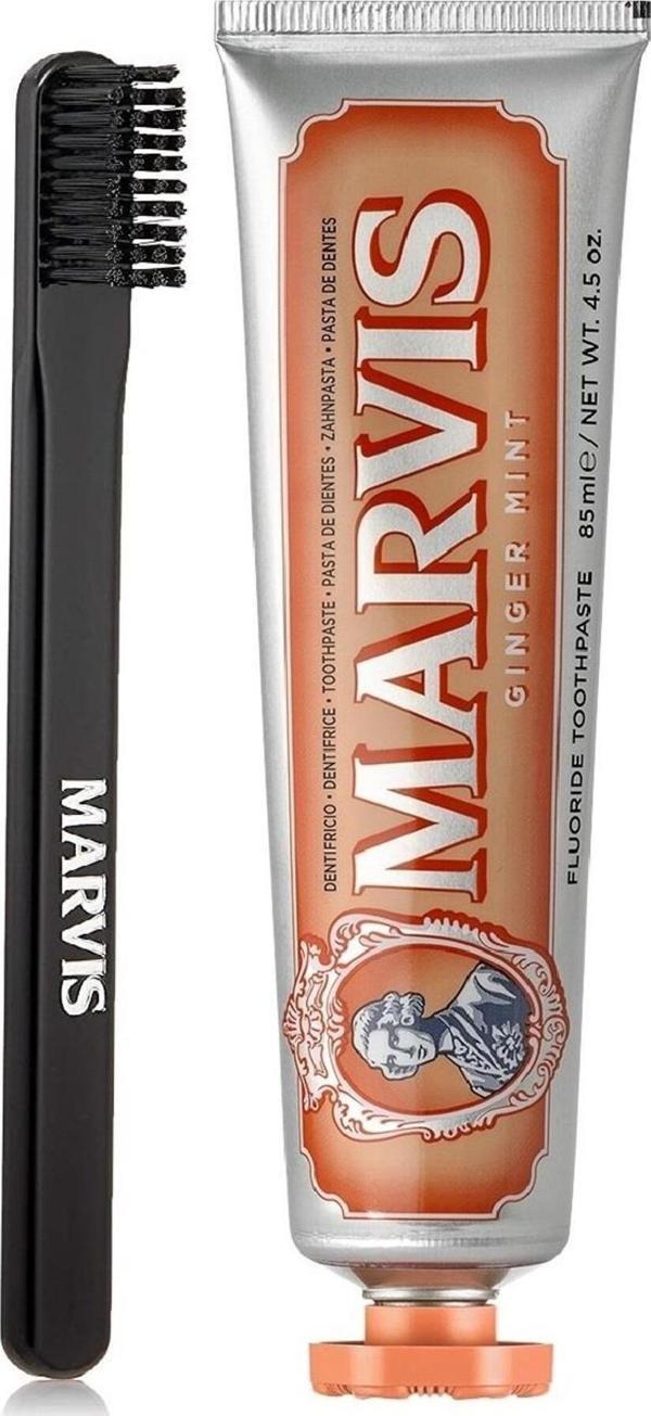 Marvis Ginger Mint Zencefilli Diş Macunu 85 Ml +  Black Orta Sert Diş Fırçası 2 Li Bakım Seti - Image 1