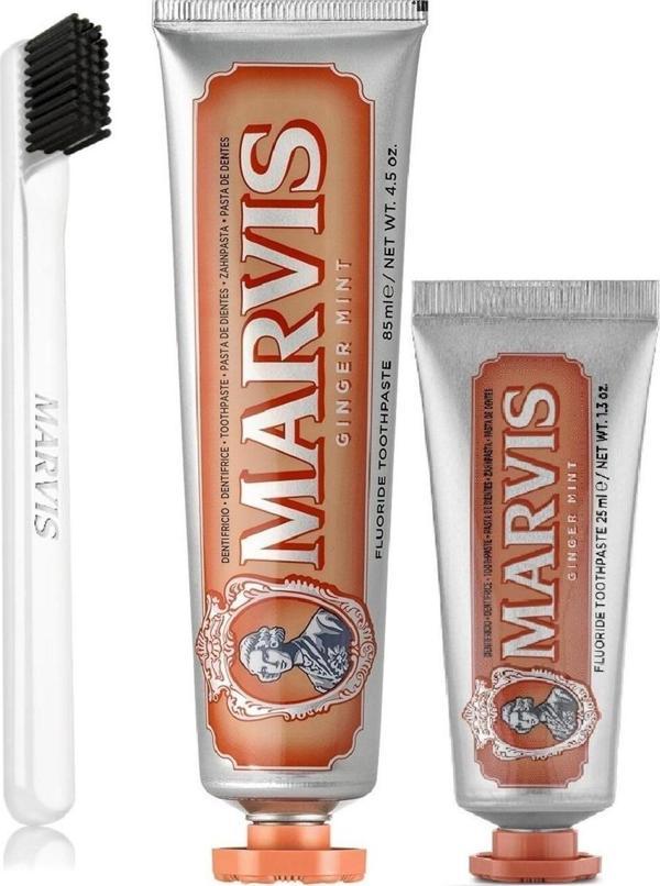 Marvis Ginger Mint Zencefilli Diş Macunu 85 Ml + 25 Ml +  Yumuşak Diş Fırçası 3 Lü Bakım Seti - Image 1