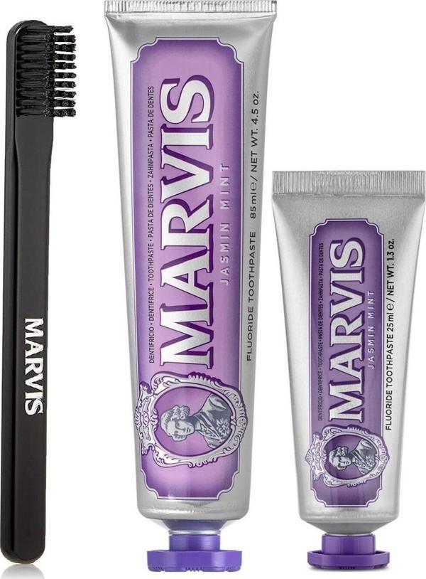 Marvis Jasmin Mint Yaseminli Diş Macunu 85 Ml + 25 Ml + Orta Sert Diş Fırçası 3 Lü Bakım Seti - Image 1
