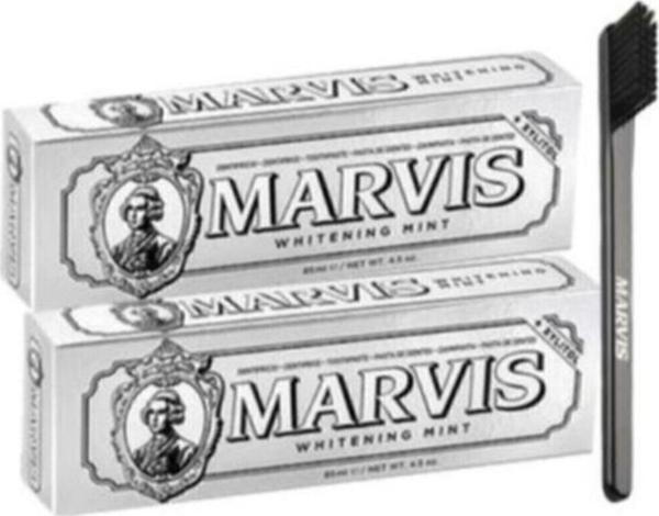Marvis Whitening Mint Beyazlatıcı Diş Macunu  85 Ml X 2 Adet+Mediım Orta Sert Diş Fırçası  3 Lü Bakım Seti - Image 1