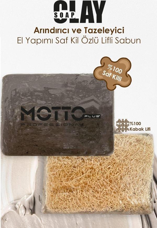 Motto Plus Professional Arındırıcı Ve Tazeleyici El Yapımı Saf Killi Ve Kabak Lifli Sabun 110Gr - Image 1