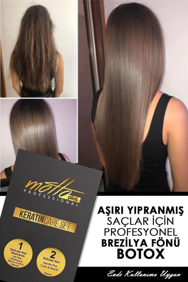 Motto Plus Professional Brezilya Fönü Keratini 2'Li Mucizevi Bakım Seti (100Ml Keratin - 100Ml Şampuan) - Image 1