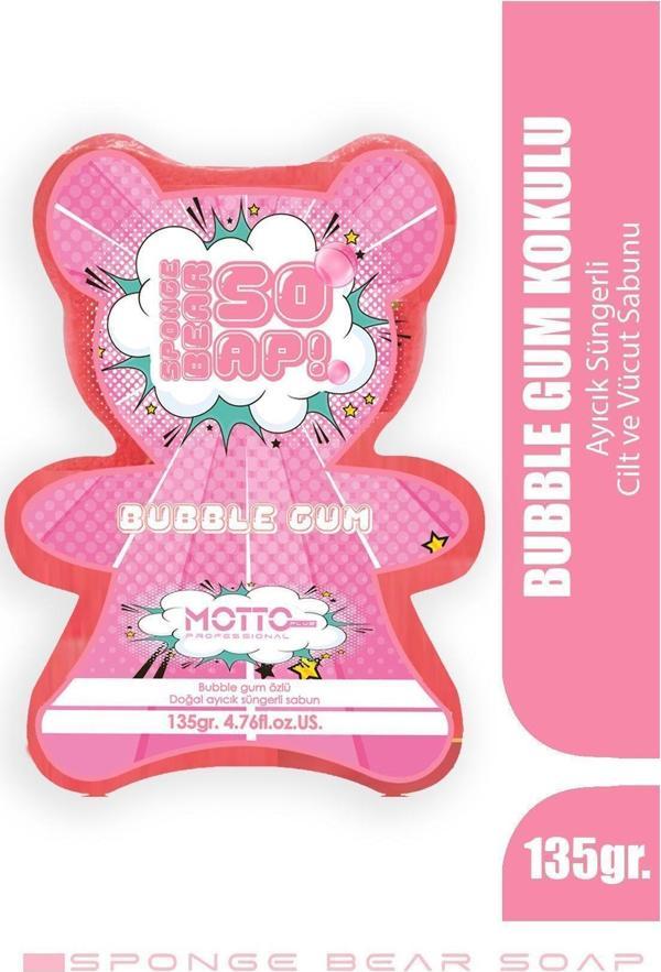 Motto Plus Professional Doğal Süngerli Bubble Gum Kokulu Kids Sabun Pembe 135Gr. - Image 1