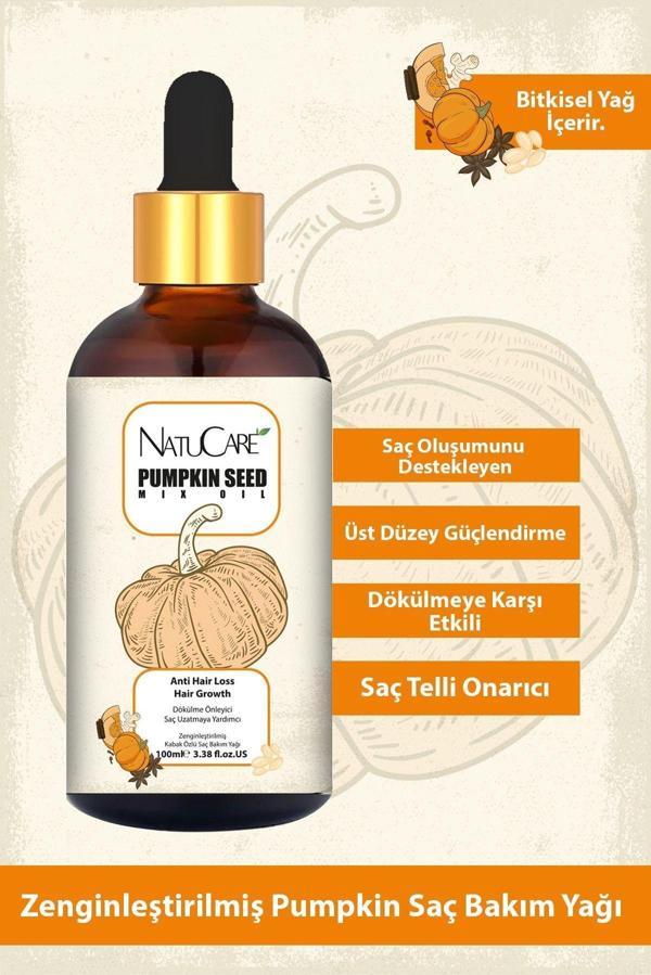 NatuCare Üst Düzey Güçlendirme Ve Saç Telleri Onarıcı Pumpkin Saç Bakım Yağı 100Ml - Image 1