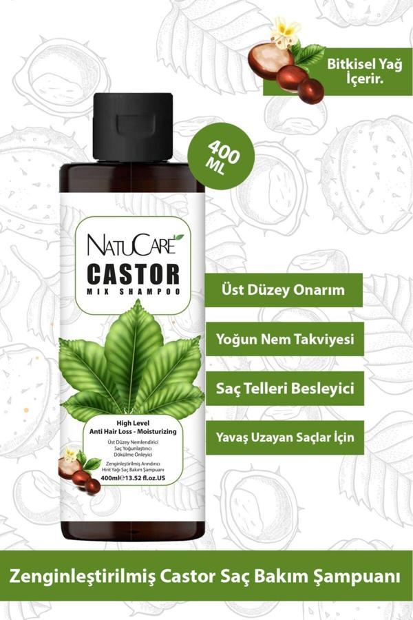 NatuCare Üst Düzey Onarıcı Ve Yoğun Nemlendirici Castor Hint Saç Bakım Şampuanı 400Ml - Image 1