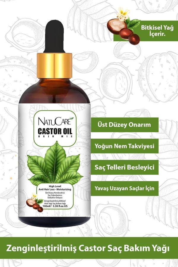 NatuCare Üst Düzey Onarıcı Ve Yoğun Nemlendirici Castor Hint Saç Bakım Yağı 100Ml - Image 1