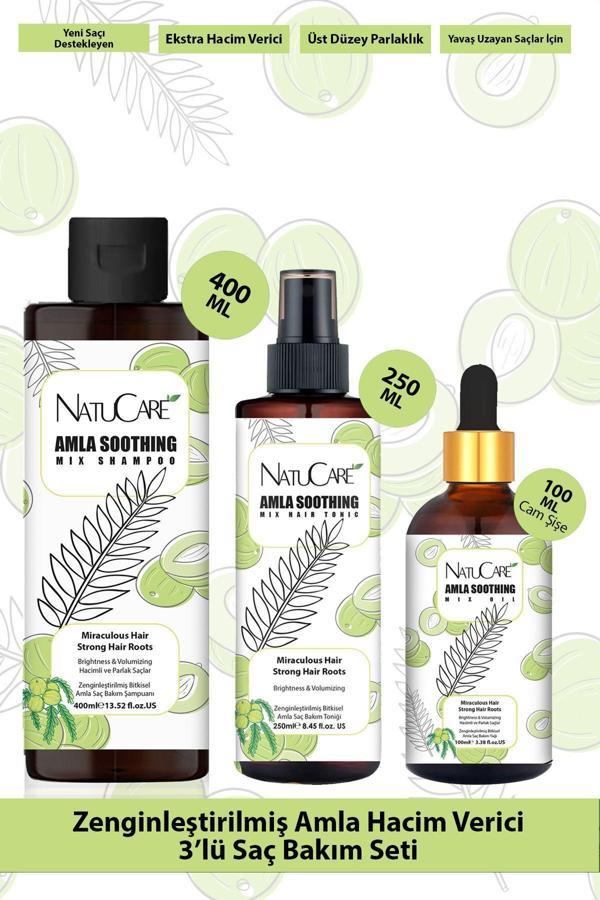 NatuCare Zenginleştirilmiş Hacim Verici Amla 3'Lü Saç Bakım Seti - Image 1