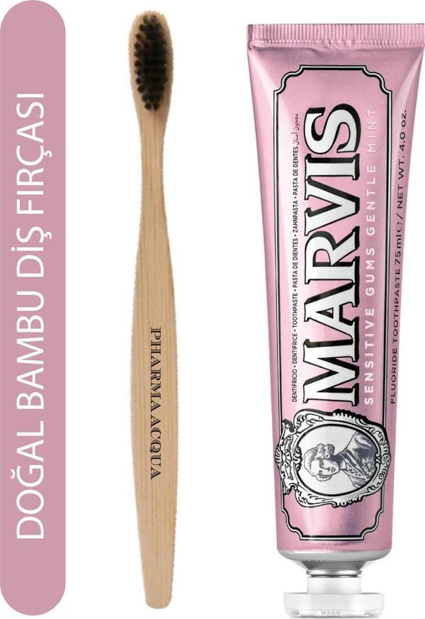 Pharma Acqua Bambu Diş Fırçası + Marvis Sensitive Gums Gentle Mint Diş Macunu 75 Ml - Image 1