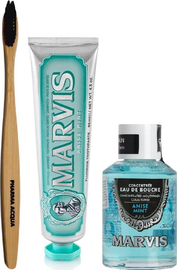 Pharma Acqua Bambu Diş Fırçası Marvis Anise Mint Diş Macunu 85 Ml Ağız Gargarası 120 Ml - Image 1