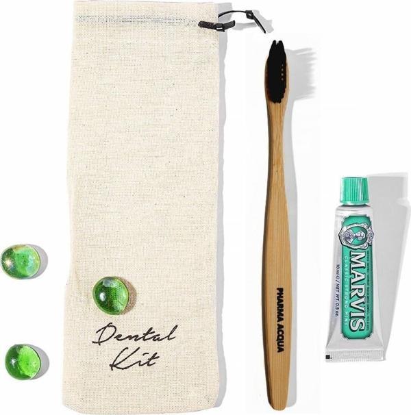 Pharma Acqua Dental Kit Doğal Bambu Orta Sert Diş Fırçası 10 Ml Classıc Strong Mint - Image 1