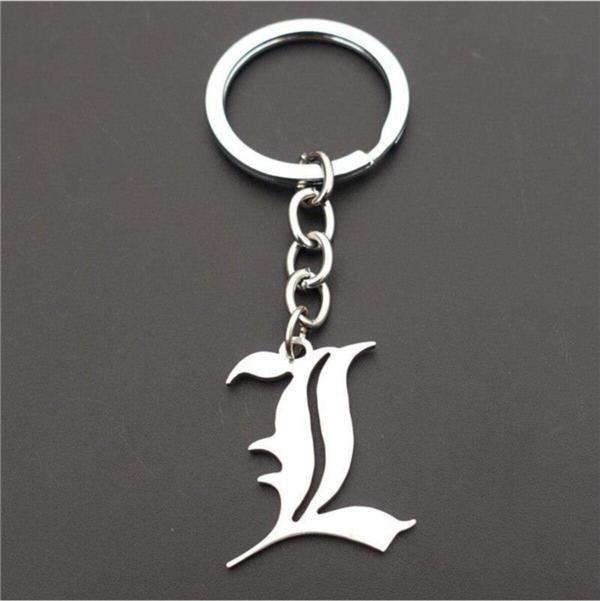 Gri Death Note L Anime Naruto One Piece Metal Zincirli Anahtarlık - Image 1