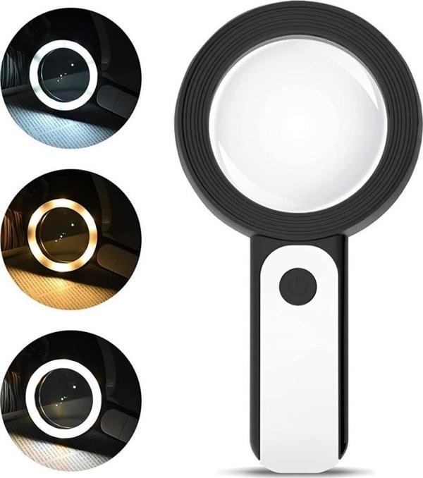 Bosile 30X -12Işıklı Büyüteç Taşınabilir Çıft Katmanlı Optik Cam Okuma Büyüteç - Image 1