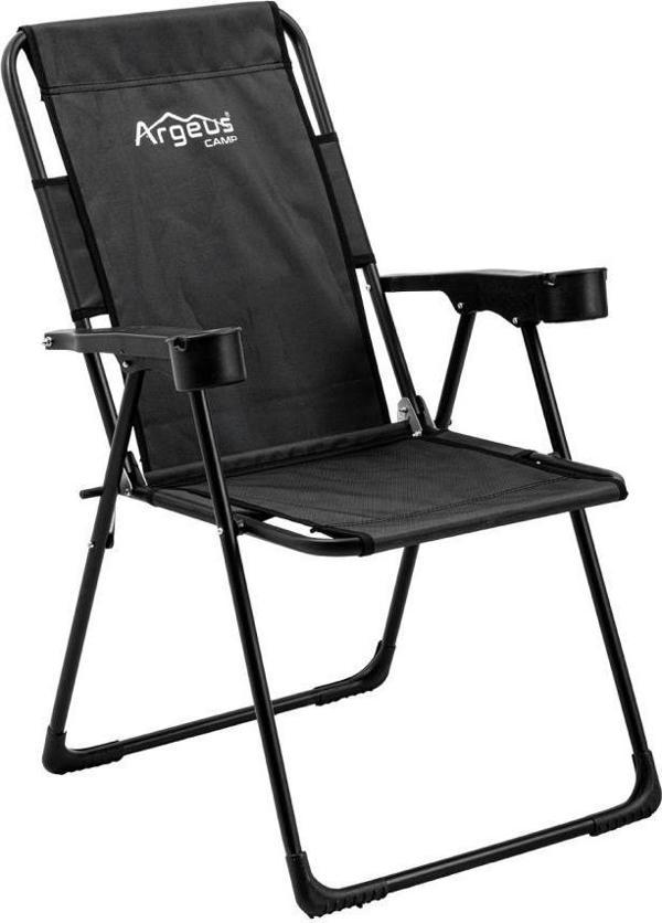 Katlanabilir Kamp Sandalyesi - Rest - Bardaklıklı - Argeus - Siyah - Image 1