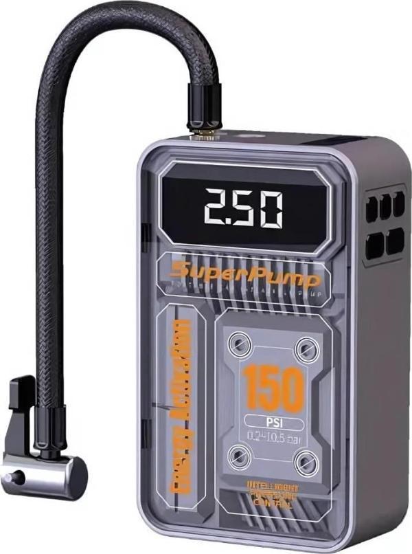 Polham 60W 30000RPM Süper Güçlü Taşınabilir Lastik Şişirme Pompası, 6000Mah Bataryalı Taşınabilir Kompresör - Image 1