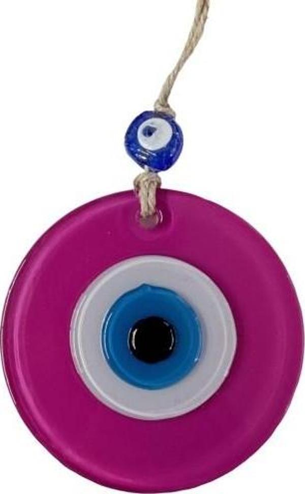 Pembe Nazar Boncuklu Duvar Süsü 10 Cm Cam Duvar Dekoru - Image 1