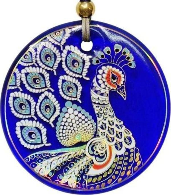 Tavus Kuşu Şekilli Yaldızlı Duvar Süsü Cam Hediyelik Dekor - Image 1