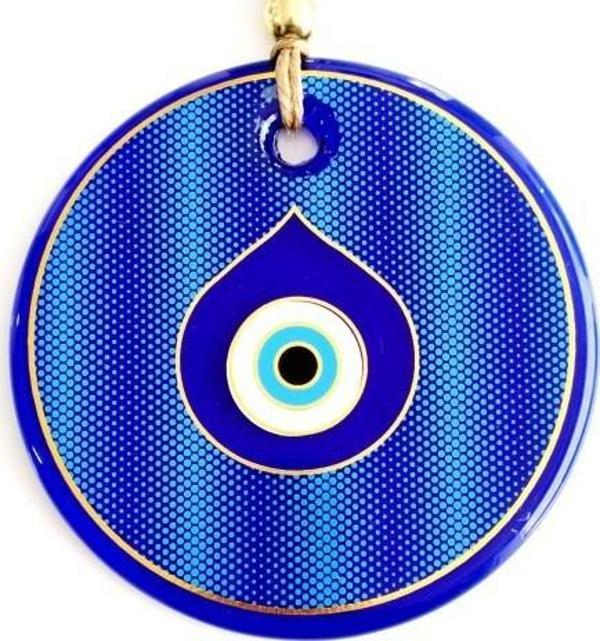 Gold Yaldızlı Damla Göz Şekilli Cam Nazar Boncuğu Duvar Süsü - Image 1
