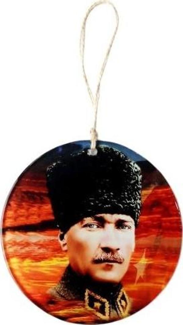 Kalpaklı Atatürk 15 Santimetre Füzyon Cam Duvar Süsü - Image 1