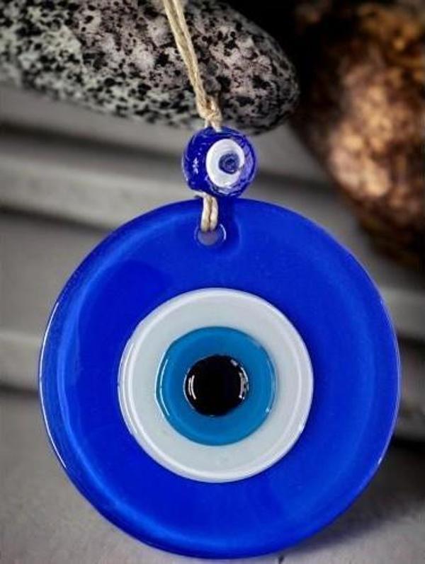 Mavi Nazar Boncuklu Duvar Süsü 10 Cm Cam Duvar Dekoru - Image 1