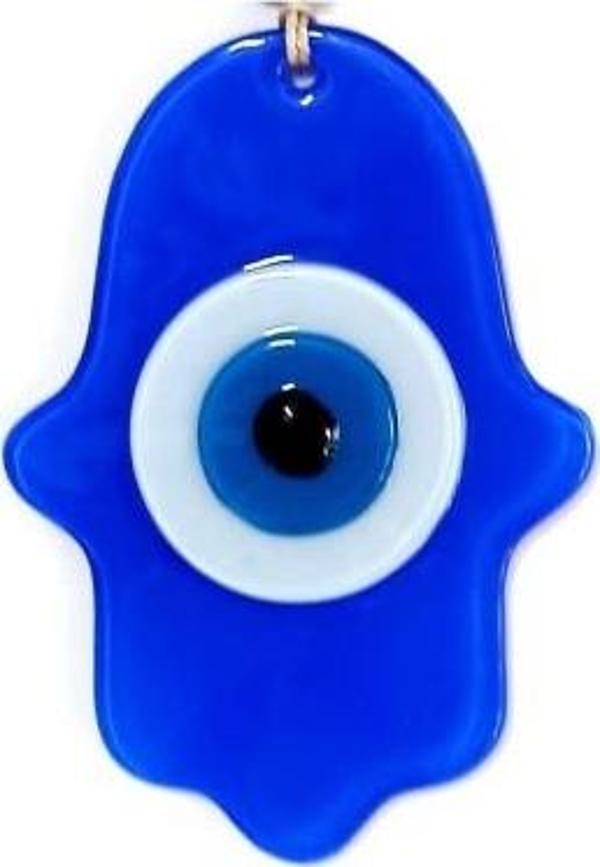 Nazar Boncuklu Mavi Renk Fatma Ana Bereket Eli Cam Duvar Süsü - Image 1