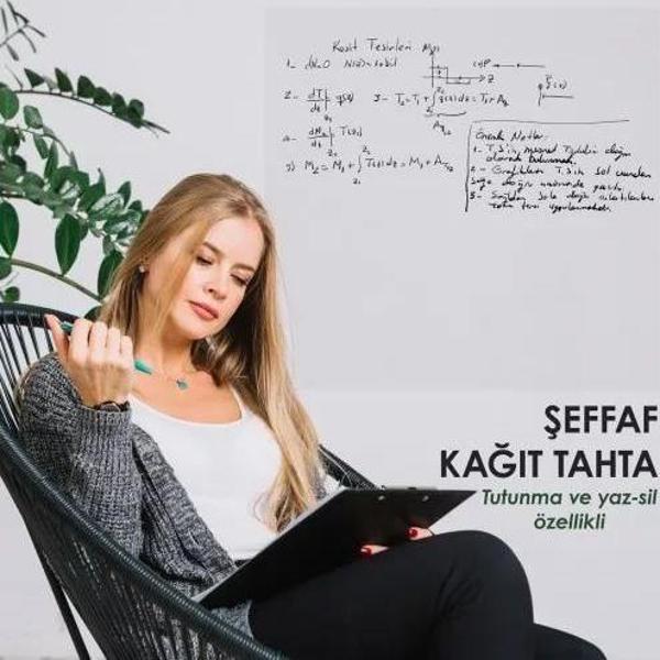 1 Adet Beyaz & Şeffaf (Baskısız) 120×100 Cm Akıllı Kağıt Tahta 2’li - Image 1