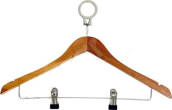 10 Adet Otel Tipi Ahşap Mandallı Etek Pantolan Elbise Kostüm Askısı Orijinal Askı Yerli Halkalı Askılık - Image 1