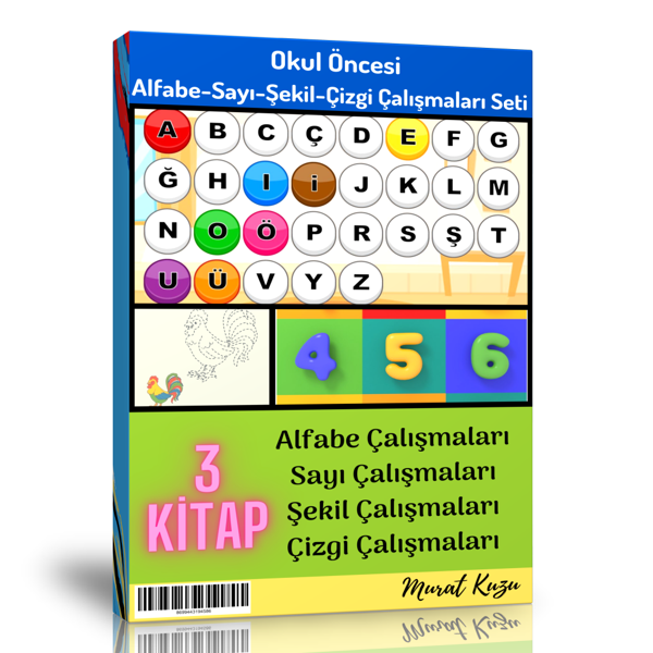 Okul Öncesi Alfabe-Sayı-Şekil-Çizgi Çalışmaları Kitap Seti - Enine Boyuna Eğitim - Enine Boyuna Eğitim - Image 1
