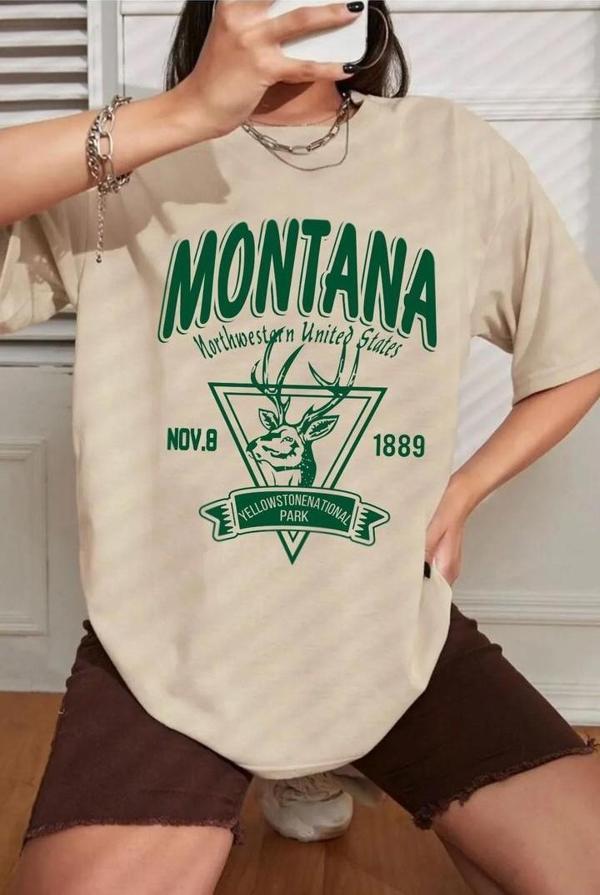 Unisex Montana Baskılı T-shirt - Image 1
