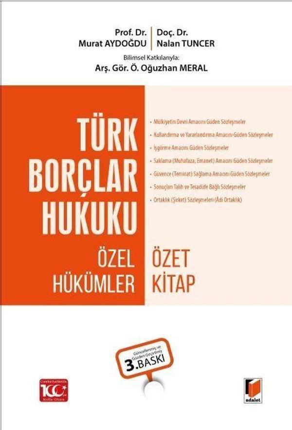 Türk Borçlar Hukuku Özel Hükümler Özet Kitap - Adalet Yayınları - Image 1