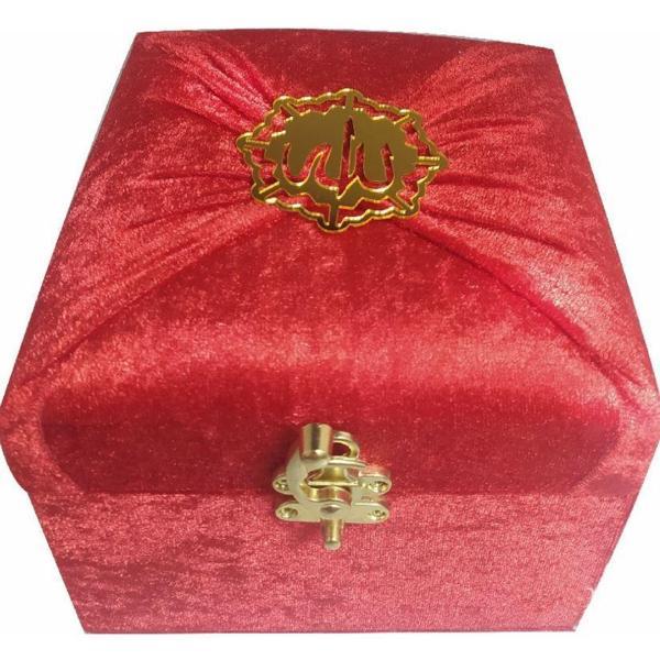 M285K - Mühürlü Cep Boy Kadife Sandıklı Mealli Kuran-ı Kerim - Kırmızı - Ayfa Basın Yayın - Image 1