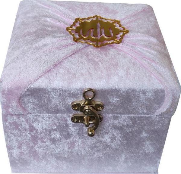 M285P - Mühürlü Cep Boy Kadife Sandıklı Mealli Kuran-ı Kerim-Pembe - Ayfa Basın Yayın - Image 1