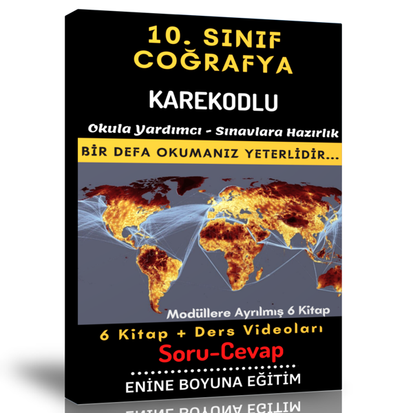 10. Sınıf Coğrafya Enine Boyuna Soru Cevap Seti (6 Modüler Kitap) - Enine Boyuna Eğitim - Enine Boyuna Eğitim - Image 1