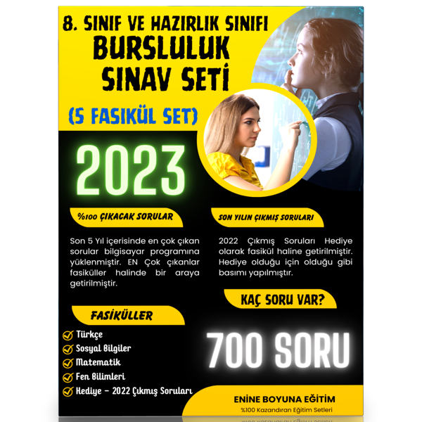 8. Sınıf Ve Hazırlık Sınıfı Bursluluk Sınav Seti (5 Fasikül Kitap) - Enine Boyuna Eğitim - Enine Boyuna Eğitim - Image 1