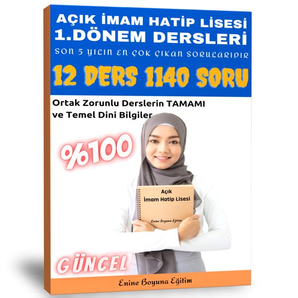 Açık İmam Hatip Lisesi 1. Dönem Tüm Dersler Çıkmış Sorular (1140 Soru) - Enine Boyuna Eğitim - Enine Boyuna Eğitim - Image 1